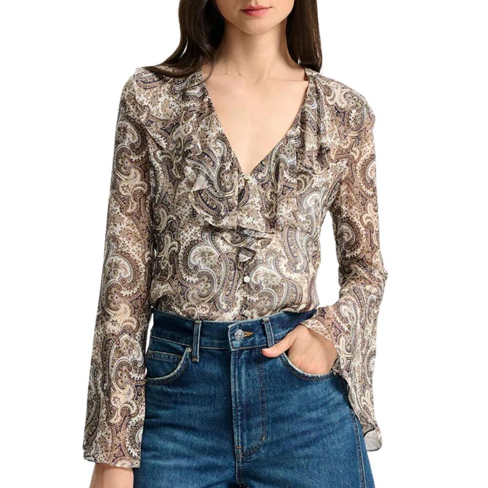 NEW VERONICA BEARD kyrie top in dove multi
